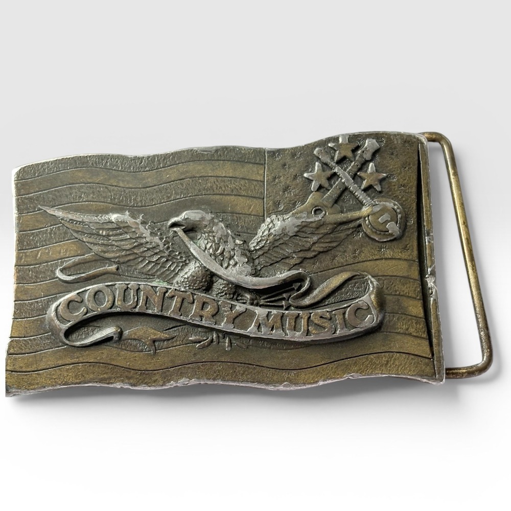 Vintage 1977 Indiana Metal Craft Country‎ Music Belt Buckle Eagle Western USA